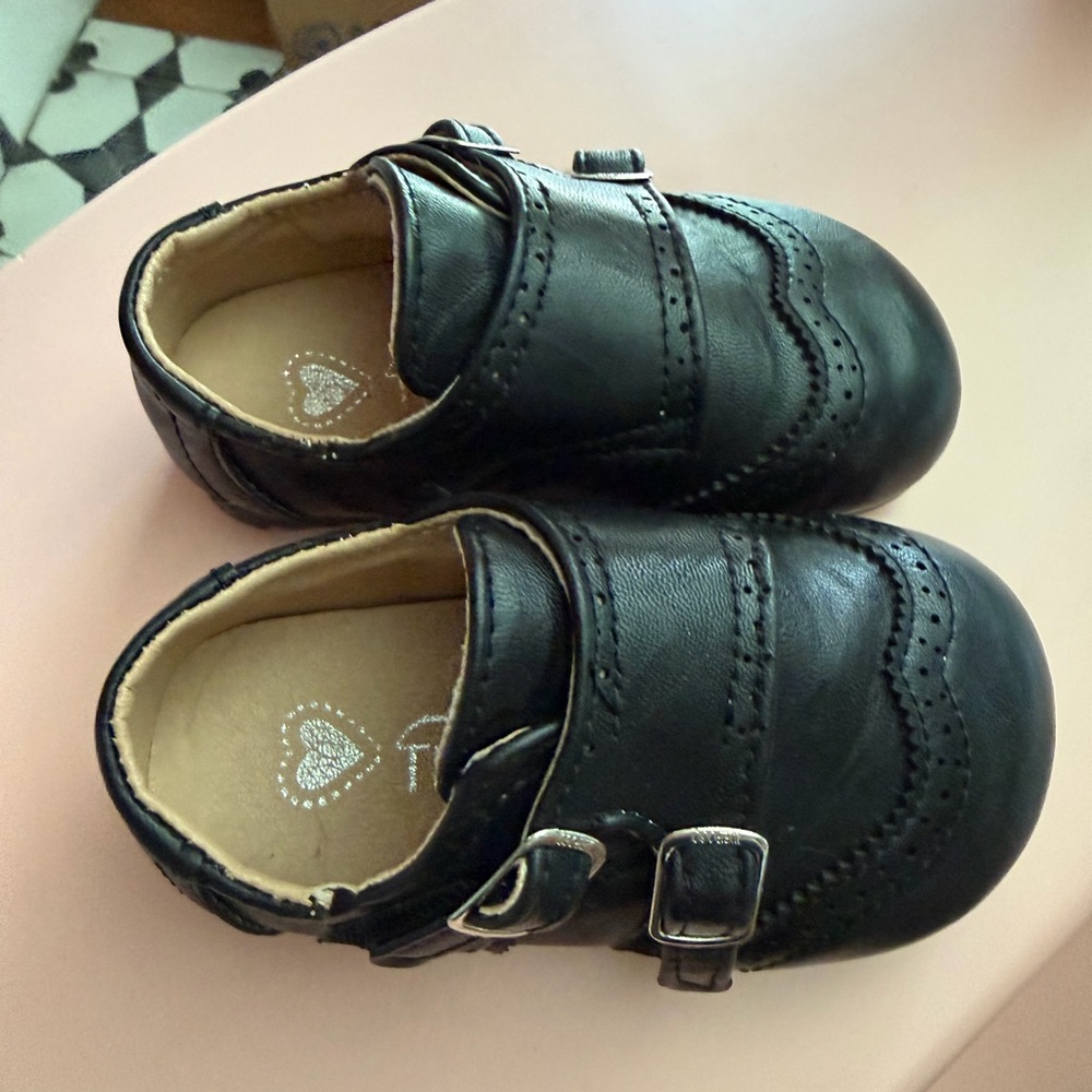 Children's Black Double-Buckle Dress Shoes